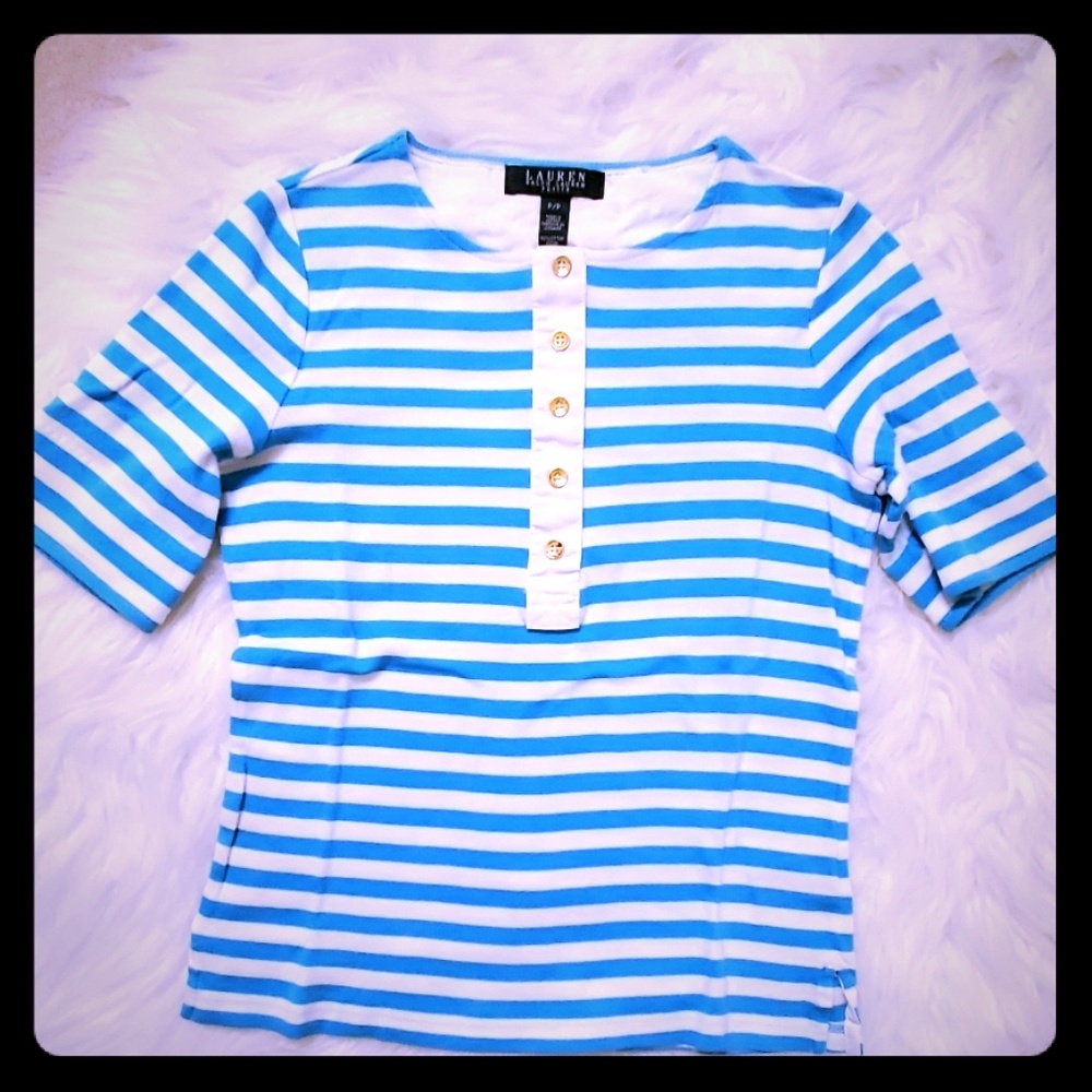Ralph Lauren blue and white polo top sz P/P
